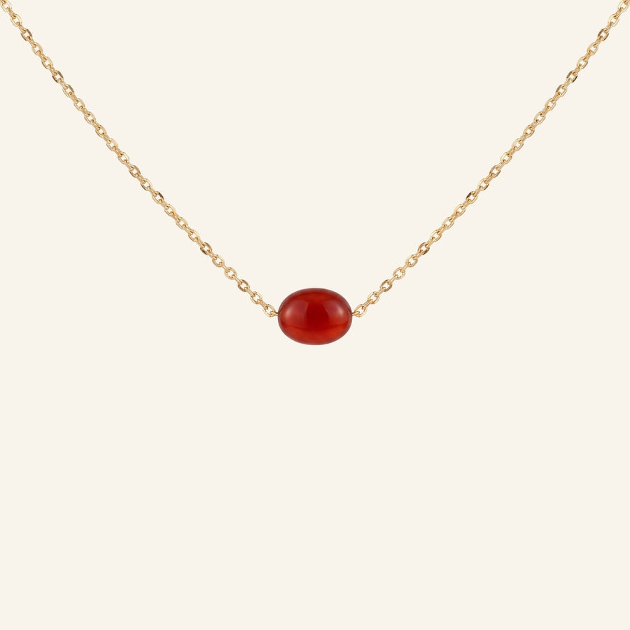 Collier Châtaigne ras de cou, perle d'agate rouge, acier inoxydable doré - Verika Bijoux