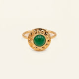 Bague Octavia réglable en agate verte, acier inoxydable doré - Verika Bijoux