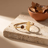 Bracelet jonc Ginko, pierre naturelle et acier inoxydable doré - Verika Bijoux