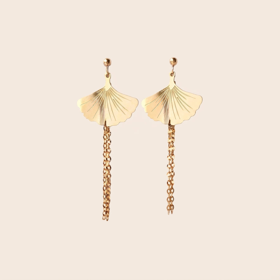 Boucles d'oreilles Ginkgo Gravées