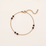 Bracelet Baies en grenat, acier inoxydable doré - Verika Bijoux