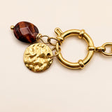 Bracelet Brune chaîne alternée en œil de taureau, acier inoxydable doré - Verika Bijoux
