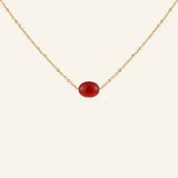 Collier Châtaigne ras de cou, perle d'agate rouge, acier inoxydable doré - Verika Bijoux