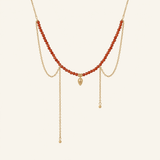 Collier Persephone en perles de cornaline et acier inoxydable doré - Verika Bijoux