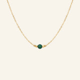 Collier Rosé ras de cou, pierre agate verte, acier inoxydable doré - Verika Bijoux
