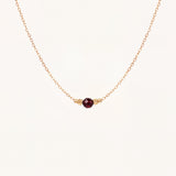 Collier Rosé ras de cou, pierre grenat, acier inoxydable doré - Verika Bijoux