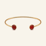 Bracelet jonc Noisette en agate rouge, acier inoxydable doré - Verika Bijoux