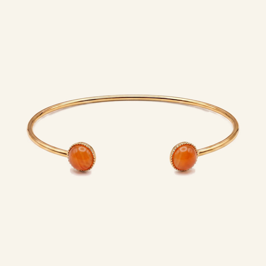 Bracelet jonc Noisette en cornaline, acier inoxydable doré - Verika Bijoux