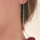 Boucles d'oreilles pendantes Aireille, pierre naturelle et acier inoxydable doré - Verika Bijoux
