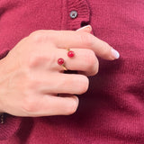 Bague Cannelle double réglable, pierre naturelle et acier inoxydable doré - Verika Bijoux