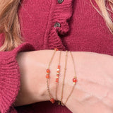 Bracelet Physalis, cornaline et acier inoxydable doré - Verika Bijoux